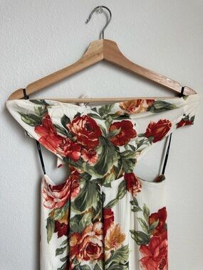 Forever 21 White Floral Strapless Jumpsuit